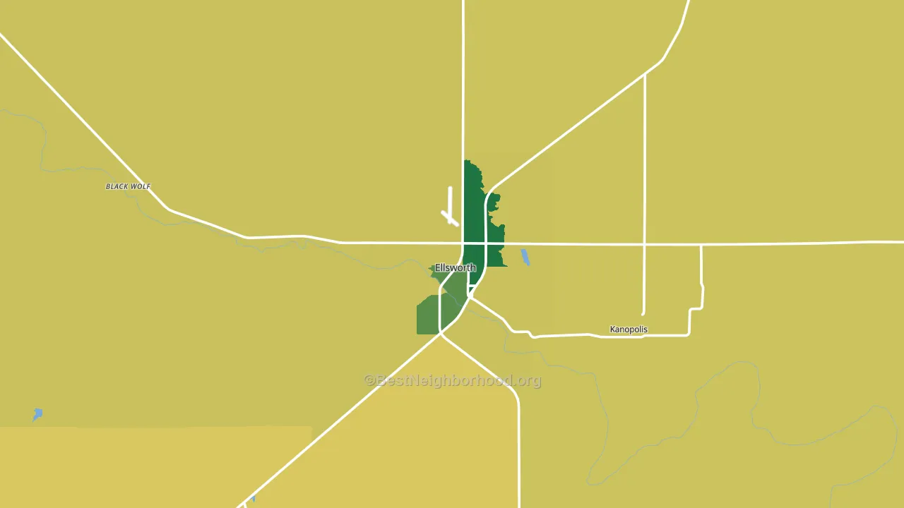 Ellsworth, KS block-group voter-turnout map
