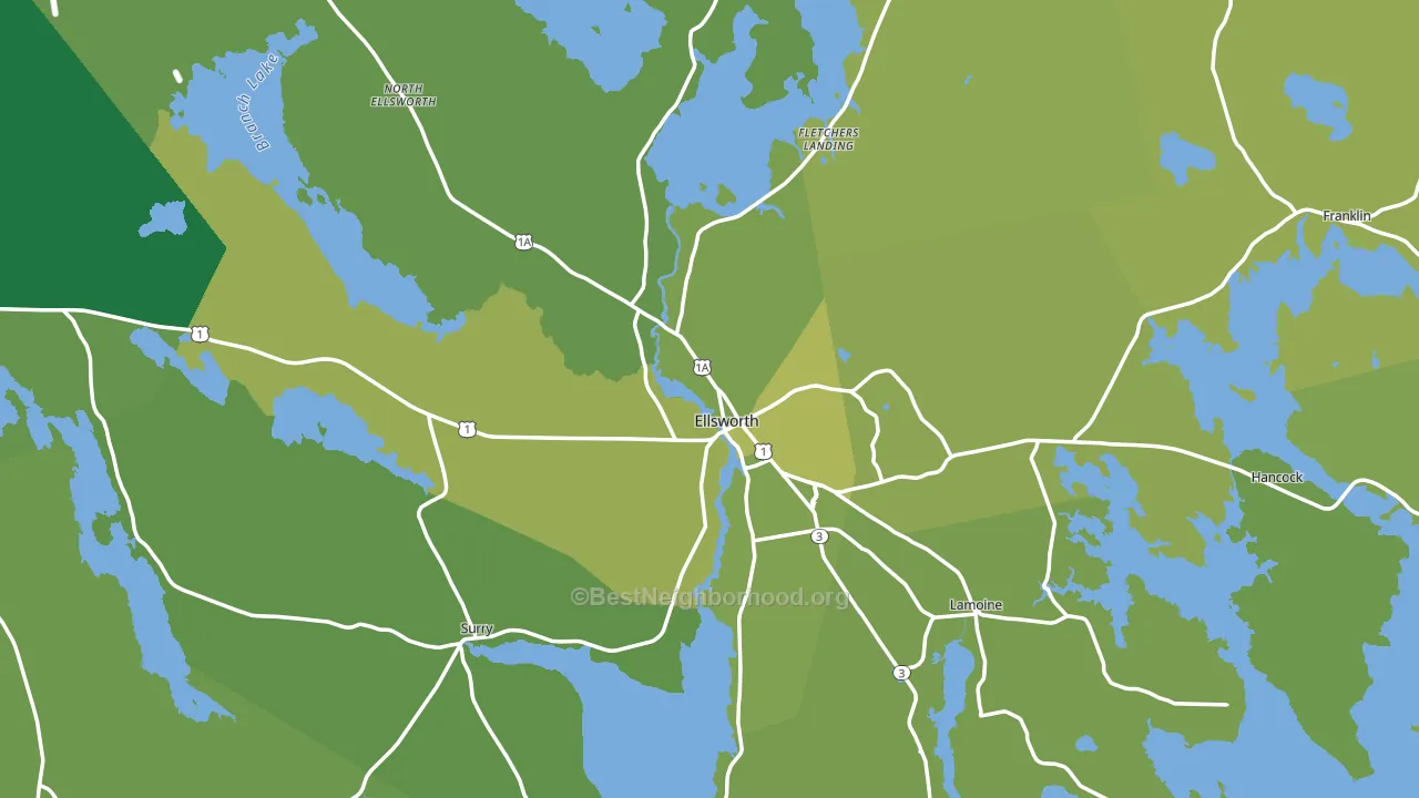 Ellsworth, ME block-group voter-turnout map