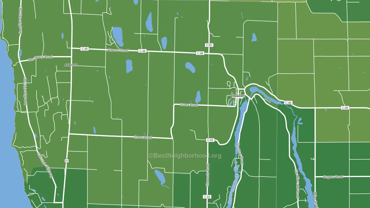 Ellsworth, MI block-group voter-turnout map