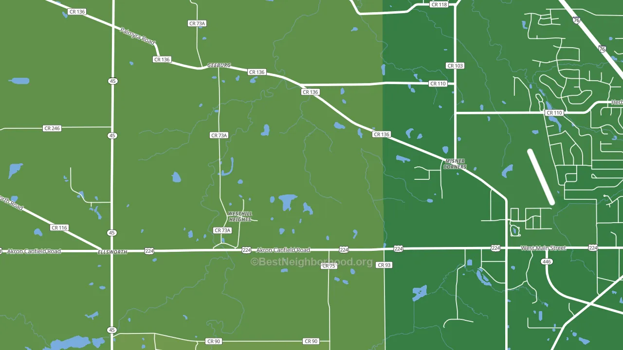 Ellsworth, OH block-group voter-turnout map