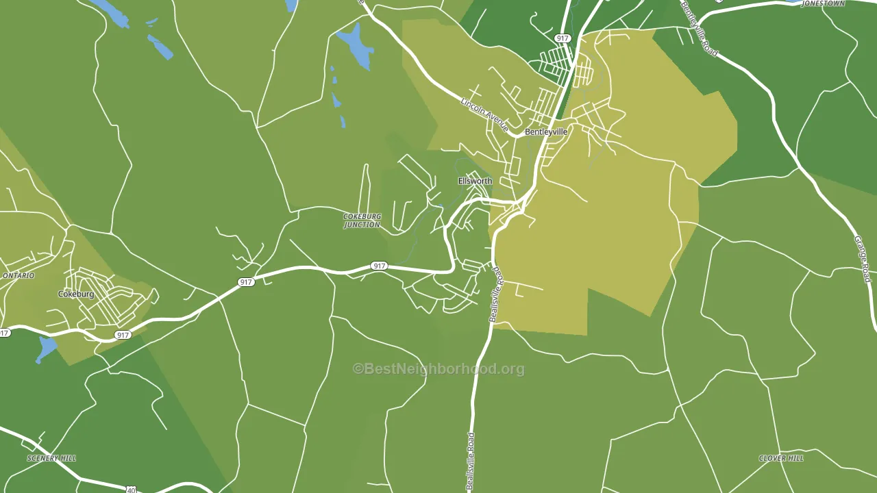 Ellsworth, PA block-group voter-turnout map