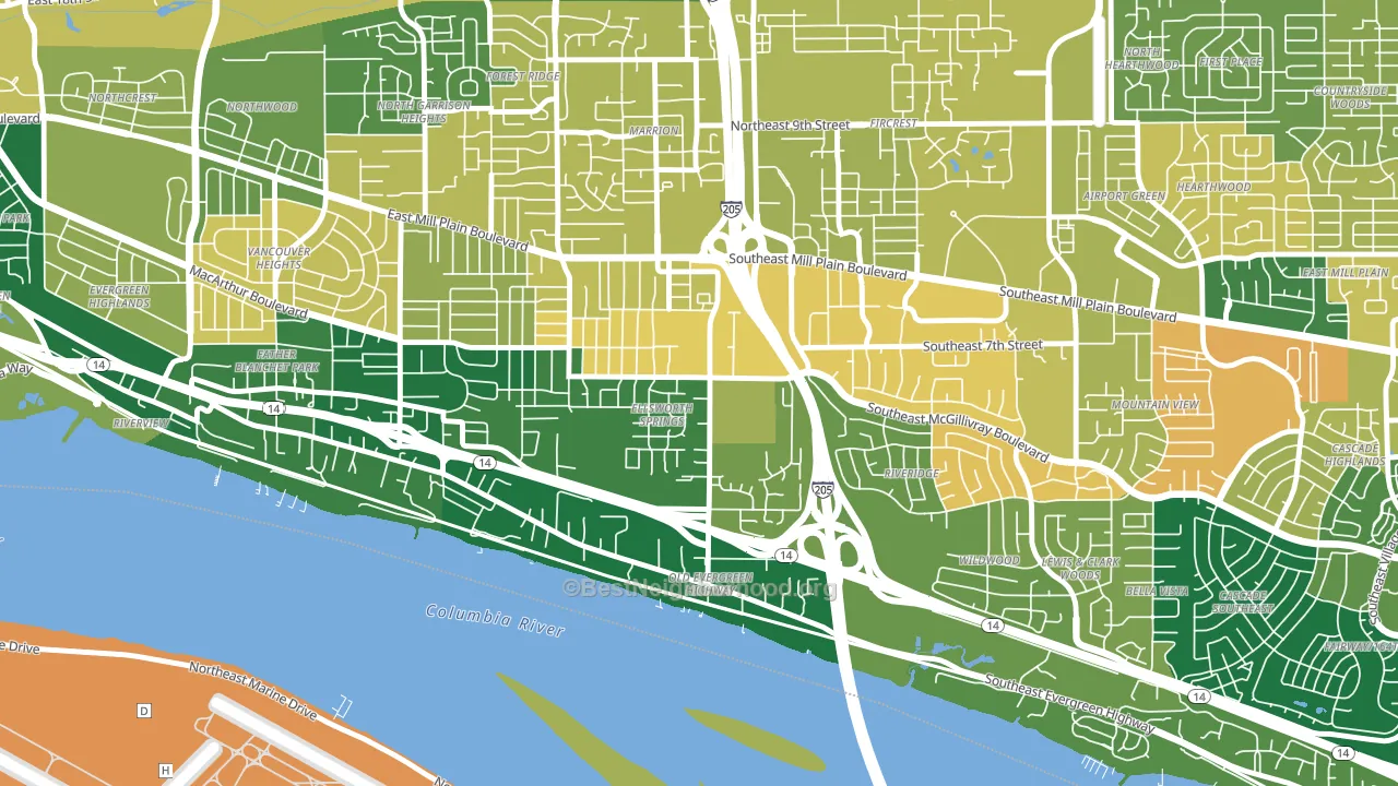 Ellsworth Springs, Vancouver, WA block-group voter-turnout map