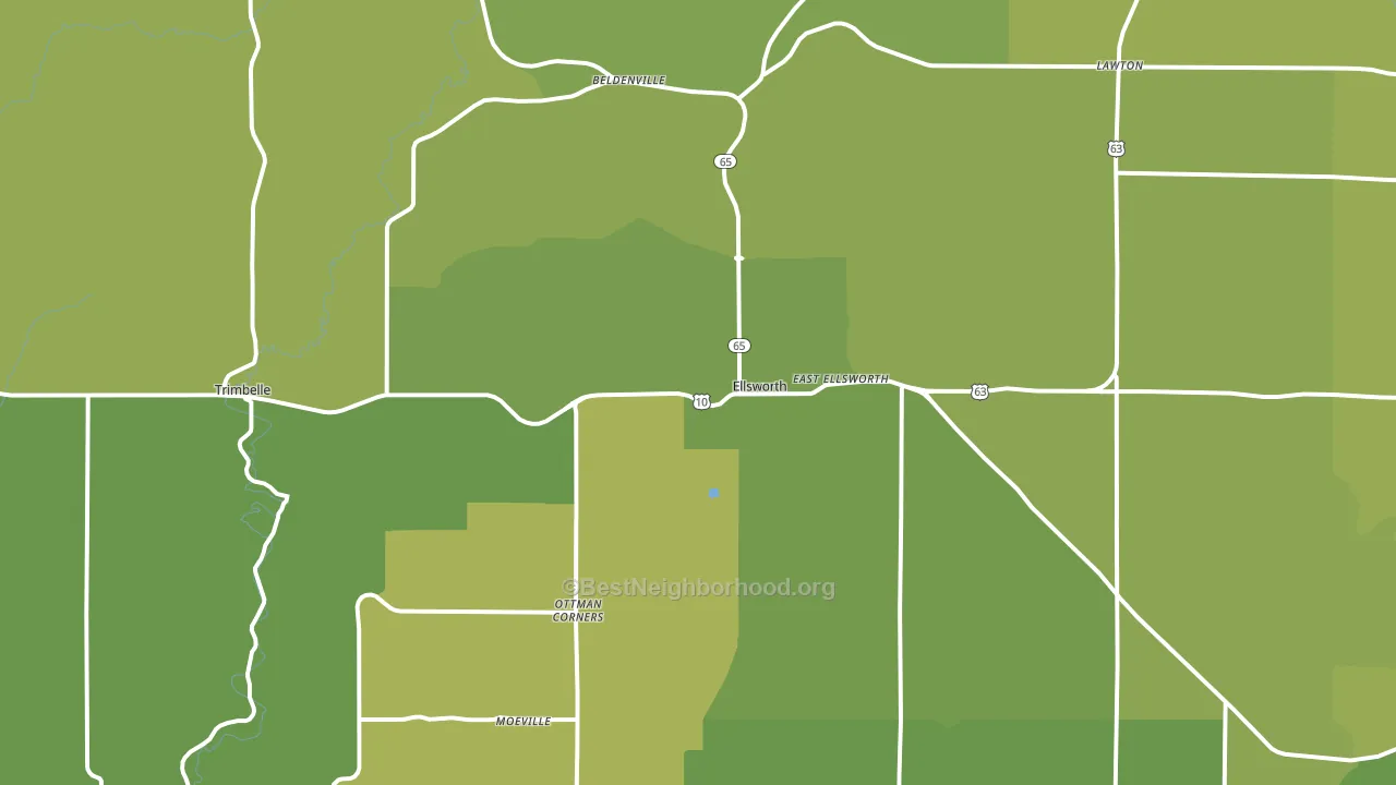 Ellsworth, WI block-group voter-turnout map