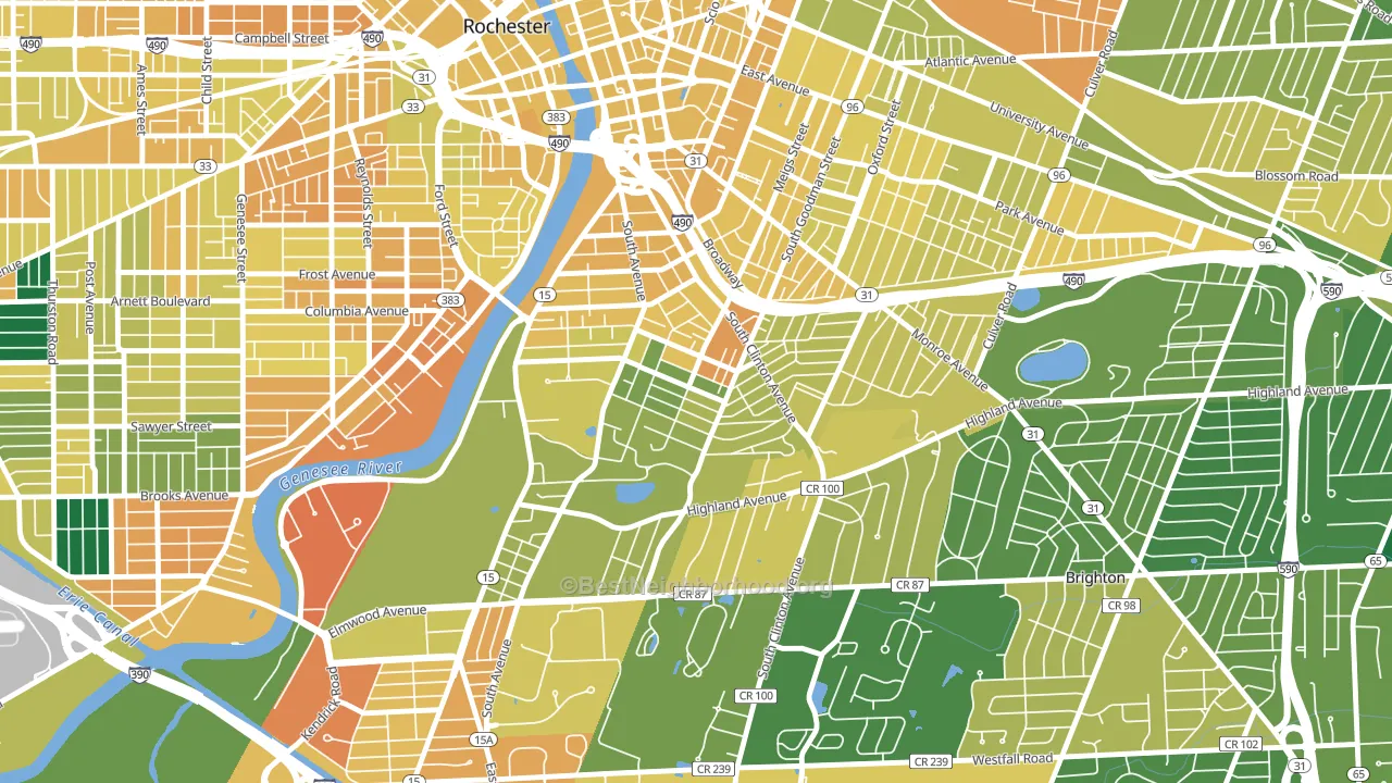 Ellwanger-Barry, Rochester, NY block-group voter-turnout map
