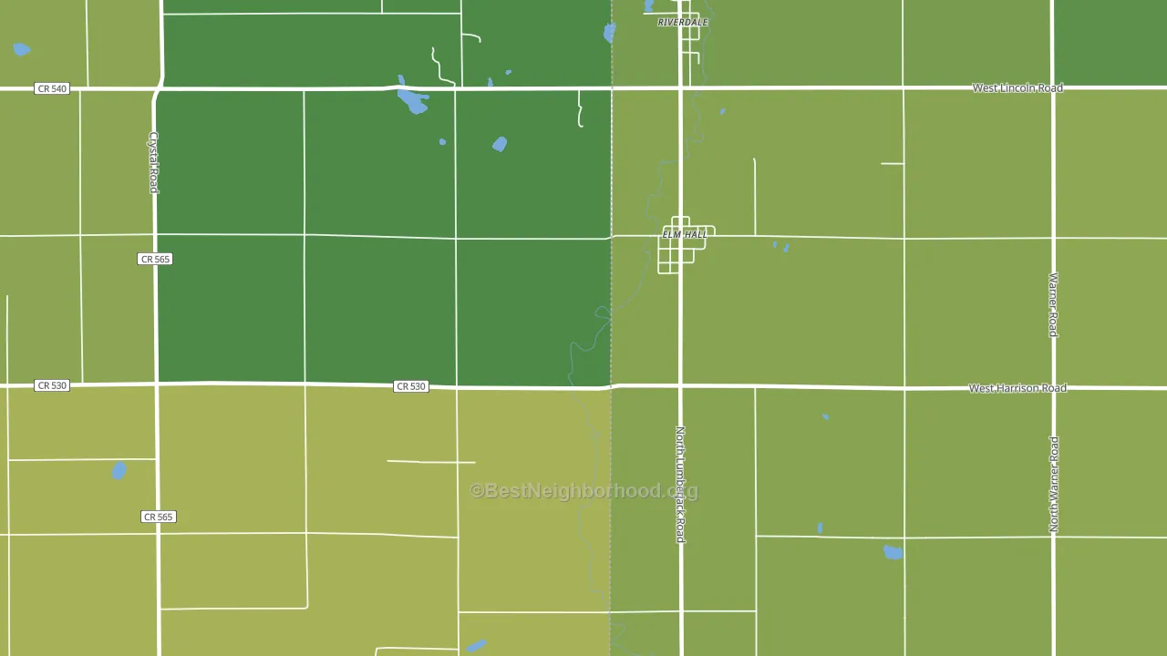 Elm Hall, MI block-group voter-turnout map