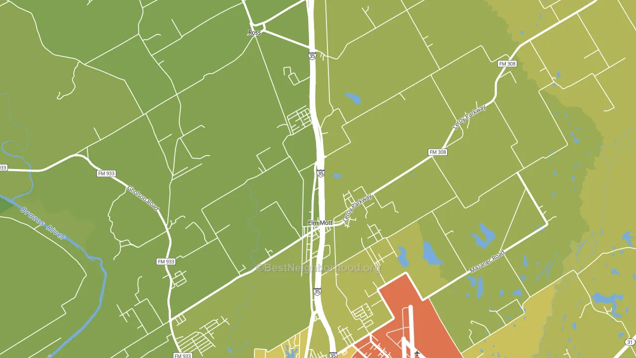 Elm Mott, TX block-group voter-turnout map