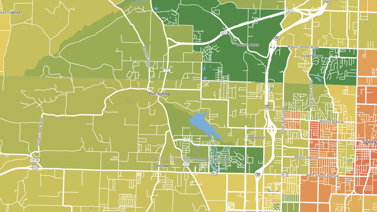 Elm Springs, AR block-group voter-turnout map