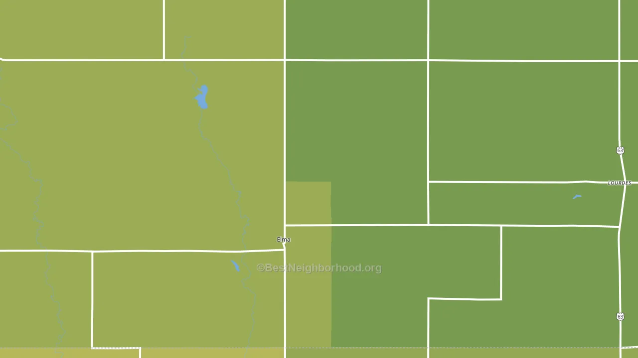 Elma, IA block-group voter-turnout map