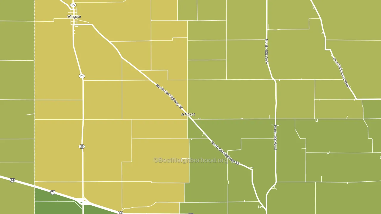 Elmdale, IN block-group voter-turnout map