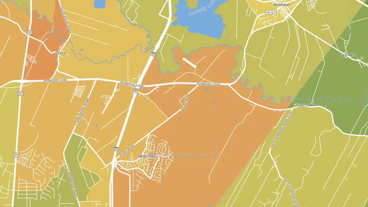Elmendorf, TX block-group voter-turnout map