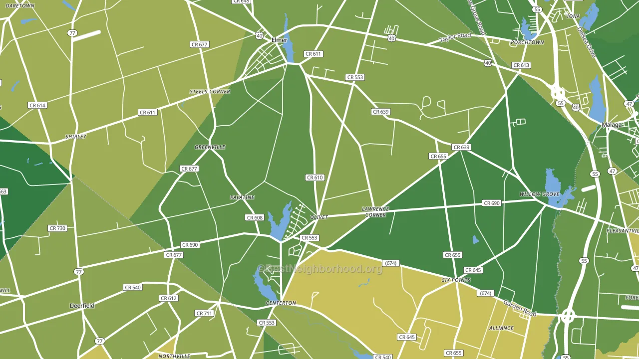 Elmer, NJ block-group voter-turnout map
