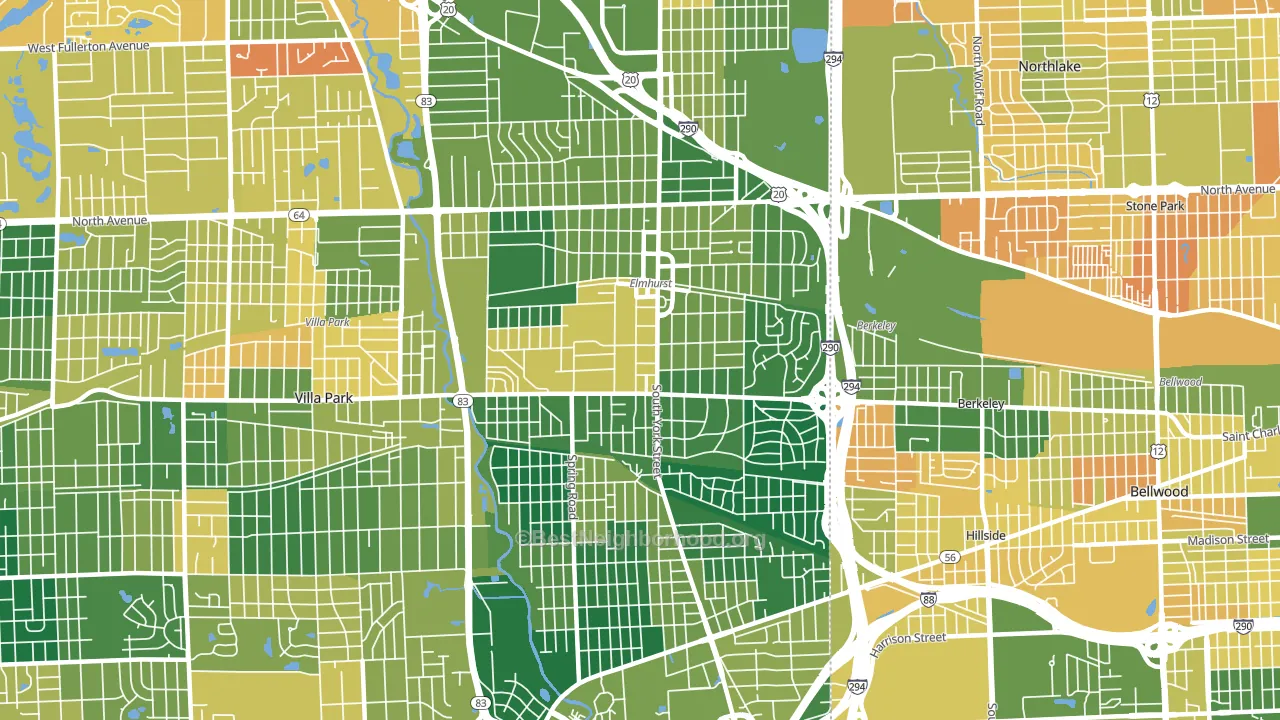 Elmhurst, IL block-group voter-turnout map