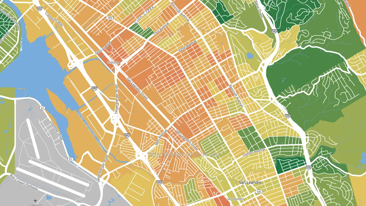 Elmhurst Park, Oakland, CA block-group voter-turnout map