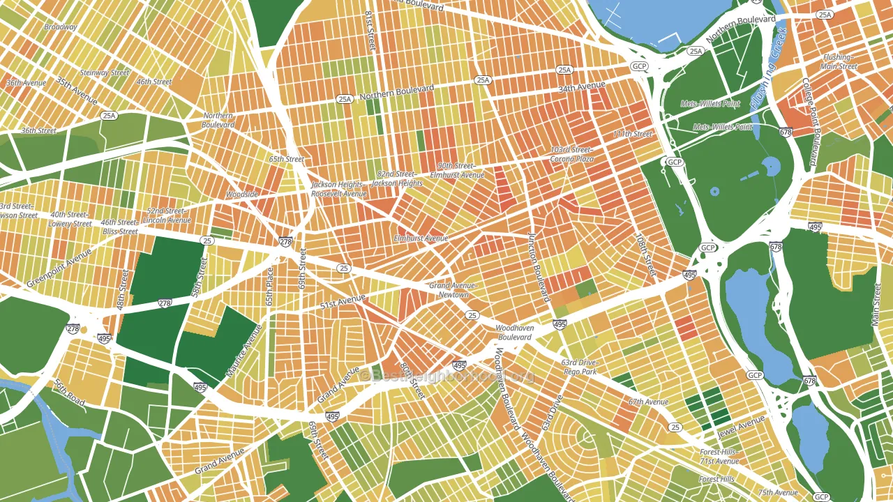 Elmhurst, Queens, NY block-group voter-turnout map