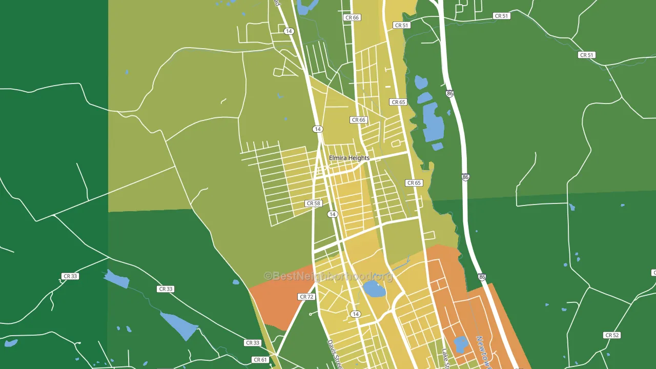 Elmira Heights, NY block-group voter-turnout map
