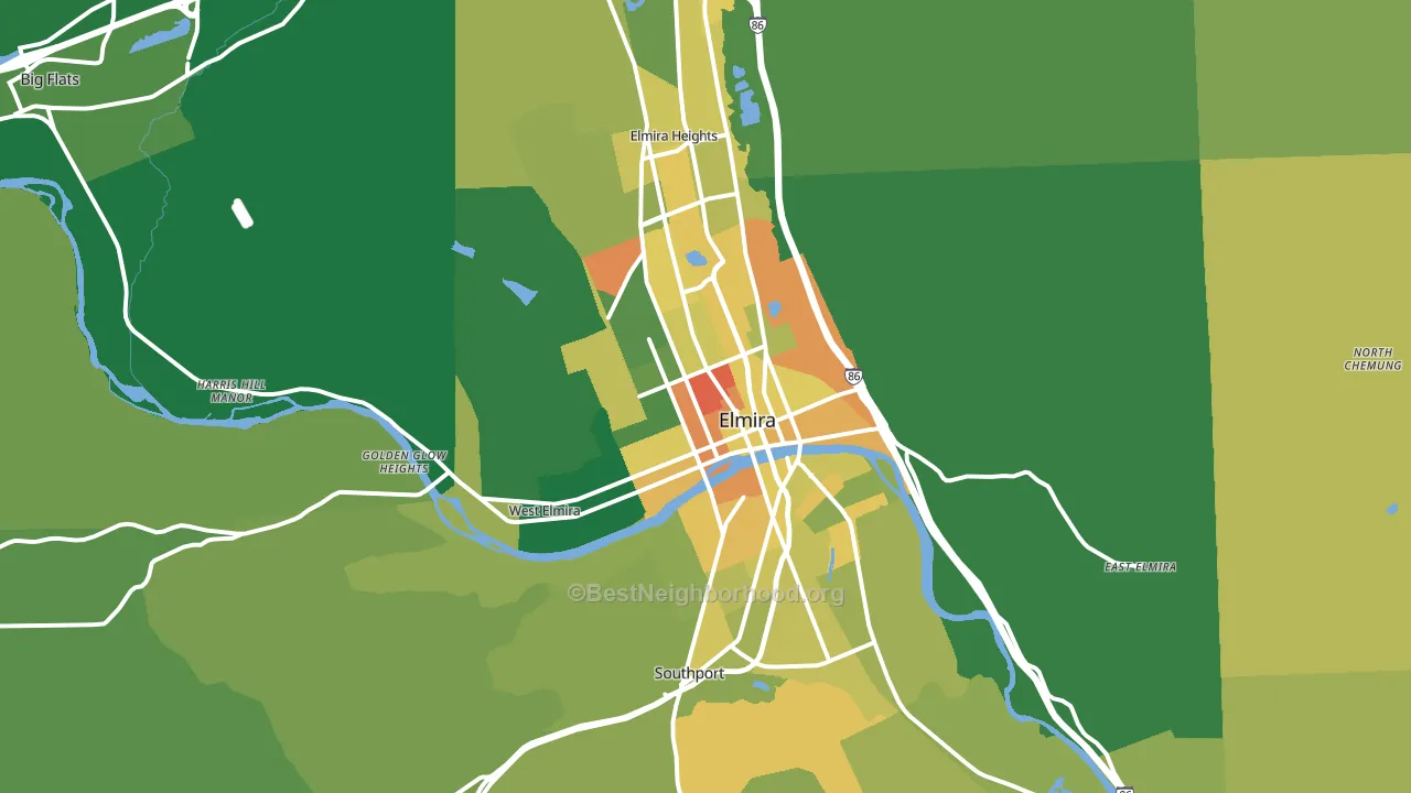 Elmira, NY block-group voter-turnout map