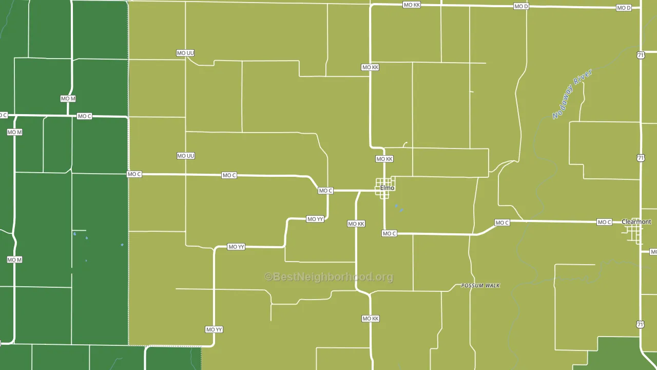 Elmo, MO block-group voter-turnout map