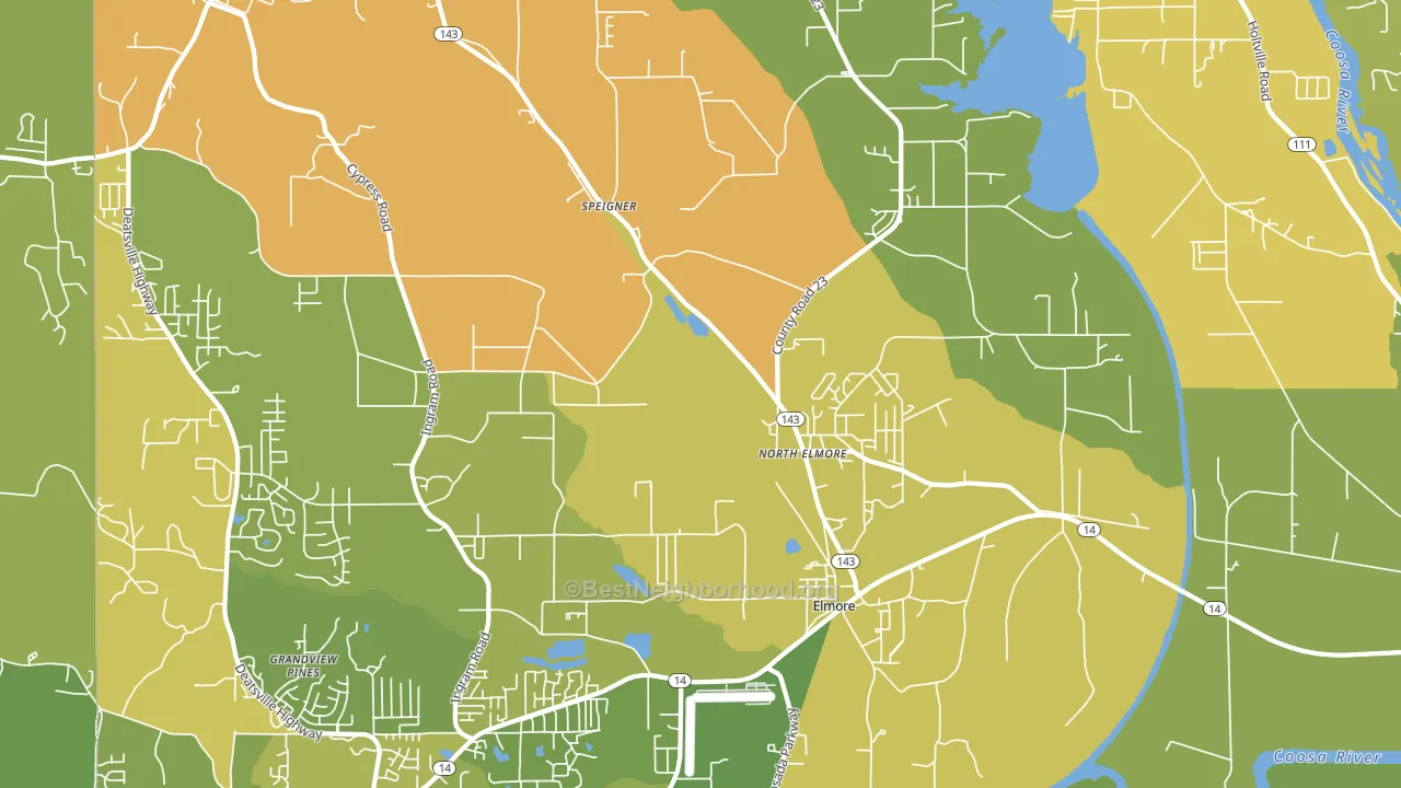 Elmore, AL block-group voter-turnout map