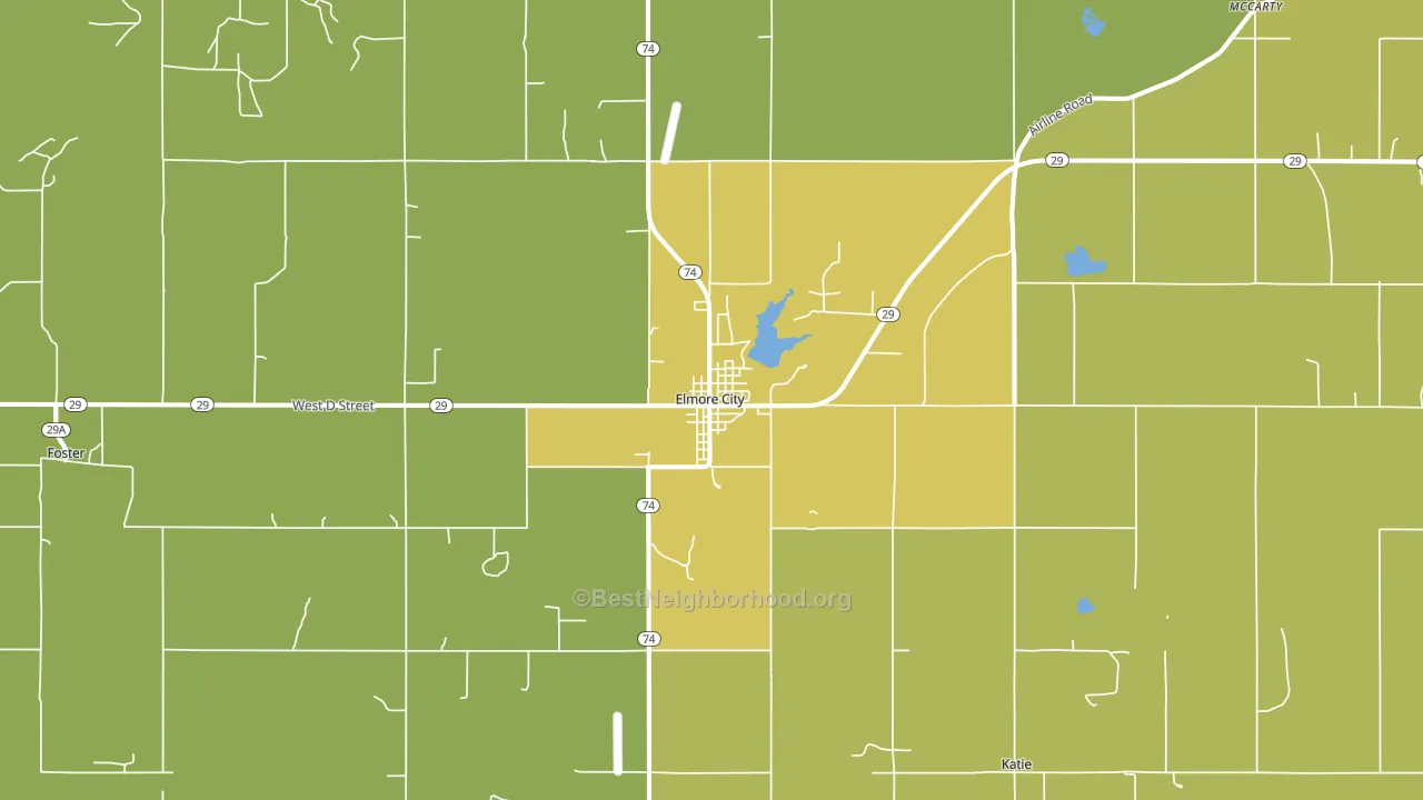 Elmore City, OK block-group voter-turnout map