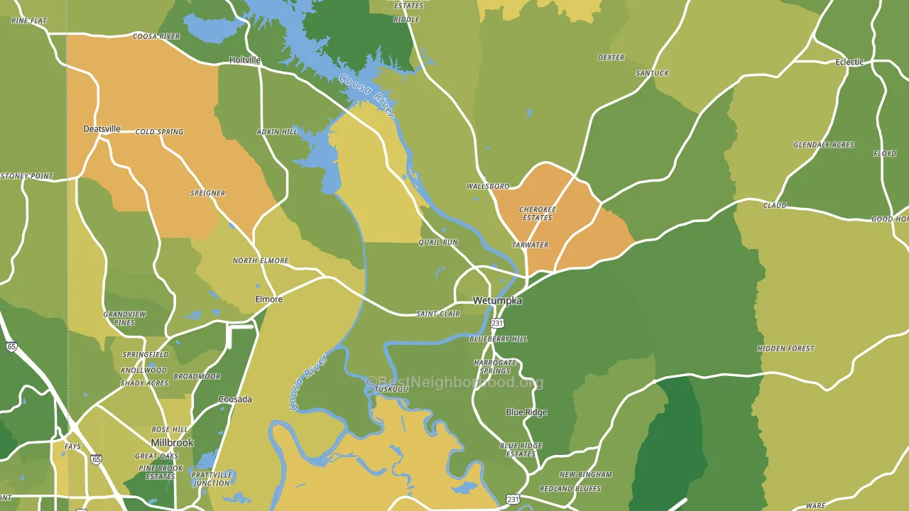 Elmore County, AL block-group voter-turnout map