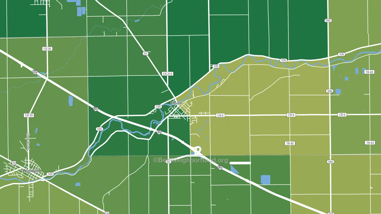 Elmore, OH block-group voter-turnout map