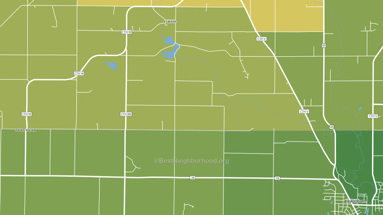Elmore, WI block-group voter-turnout map