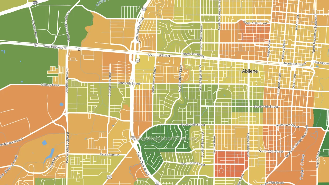 Elmwood Area, Abilene, TX block-group voter-turnout map
