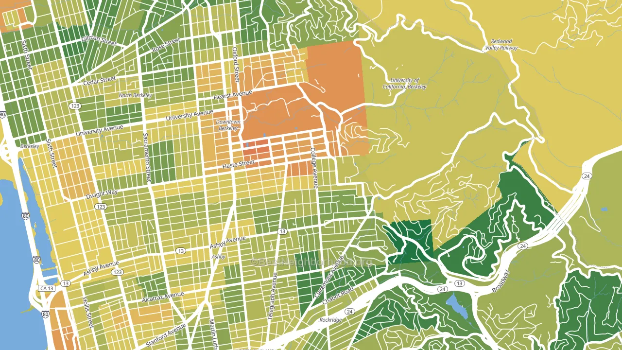 Elmwood, Berkeley, CA block-group voter-turnout map