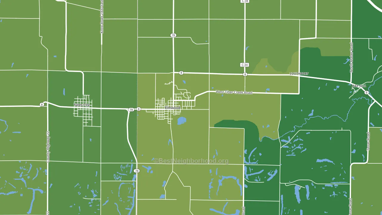 Elmwood, IL block-group voter-turnout map