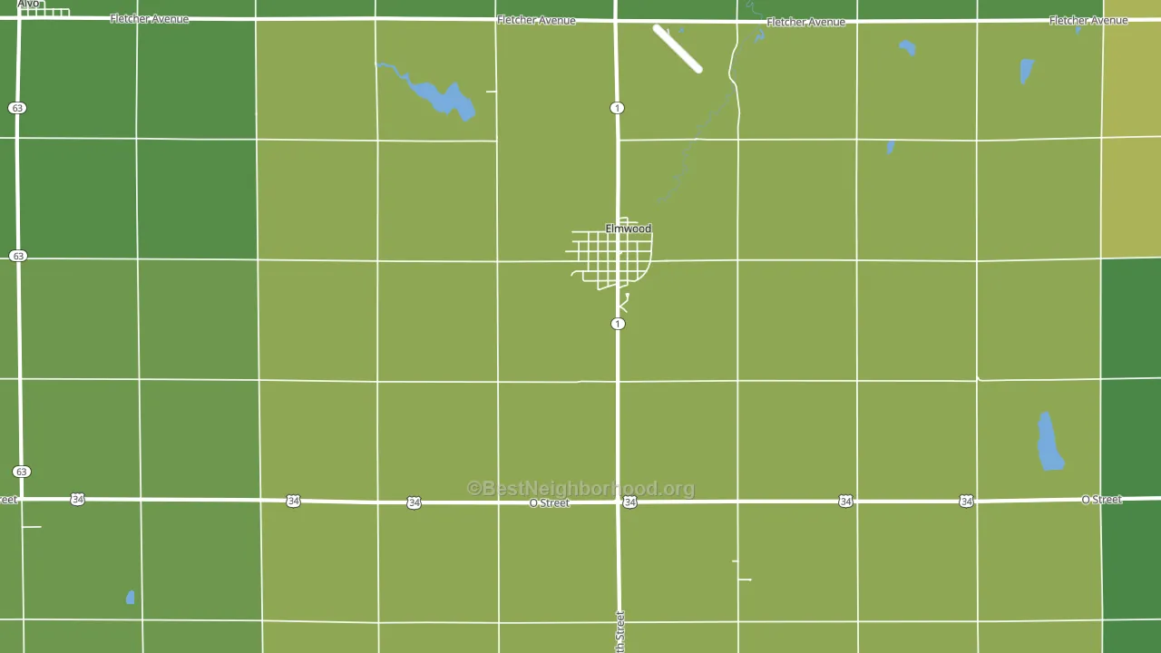 Elmwood, NE block-group voter-turnout map