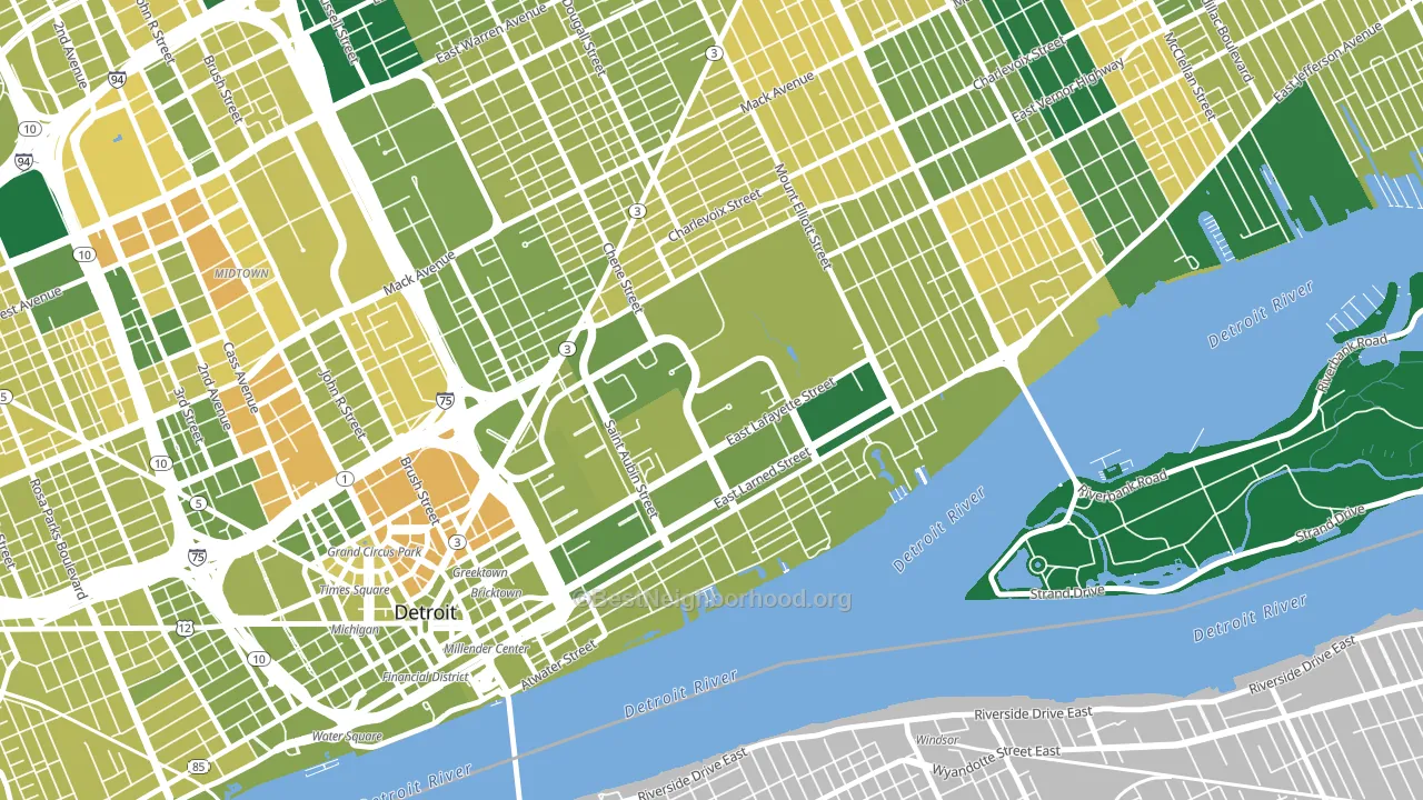 Elmwood Park, Detroit, MI block-group voter-turnout map