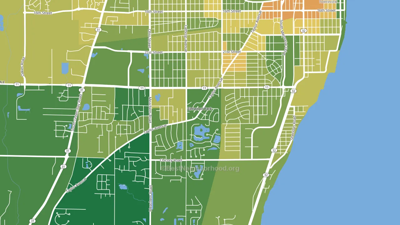 Elmwood Park, WI block-group voter-turnout map