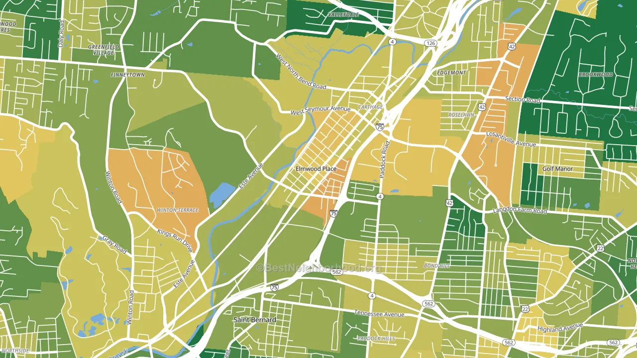 Elmwood Place, OH block-group voter-turnout map