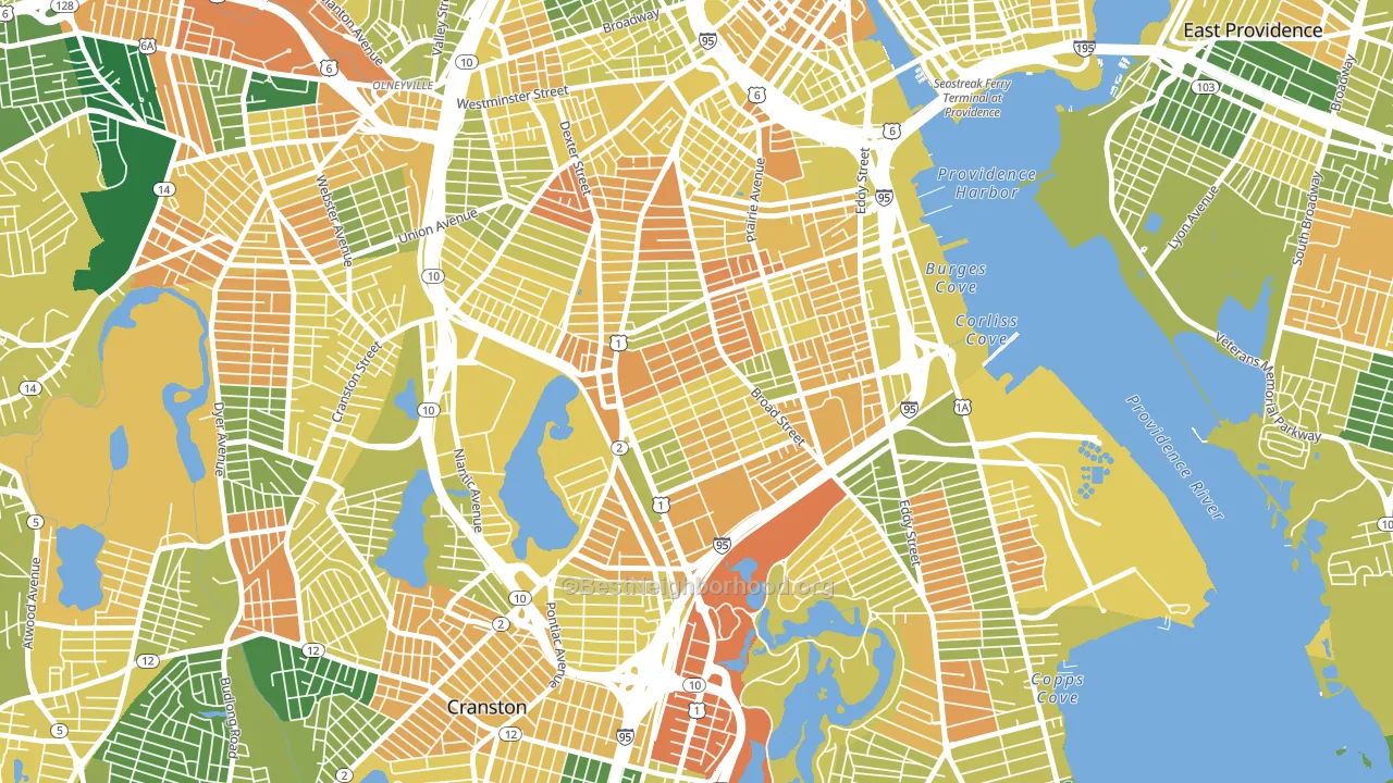 Elmwood, Providence, RI block-group voter-turnout map