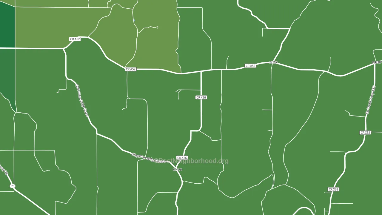 Elon, IA block-group voter-turnout map