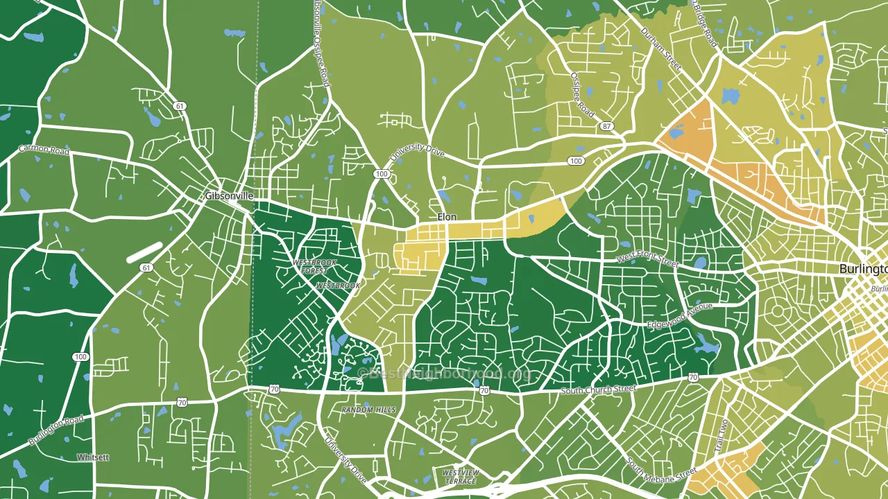 Elon, NC block-group voter-turnout map