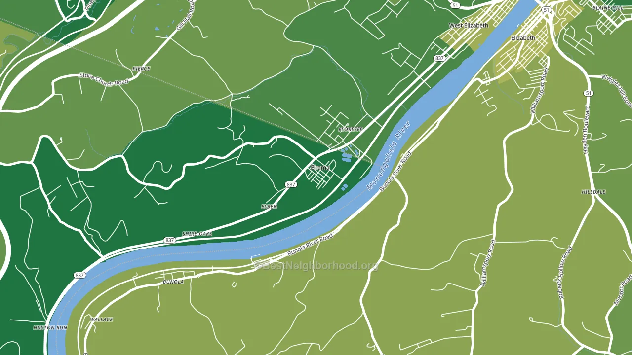 Elrama, PA block-group voter-turnout map