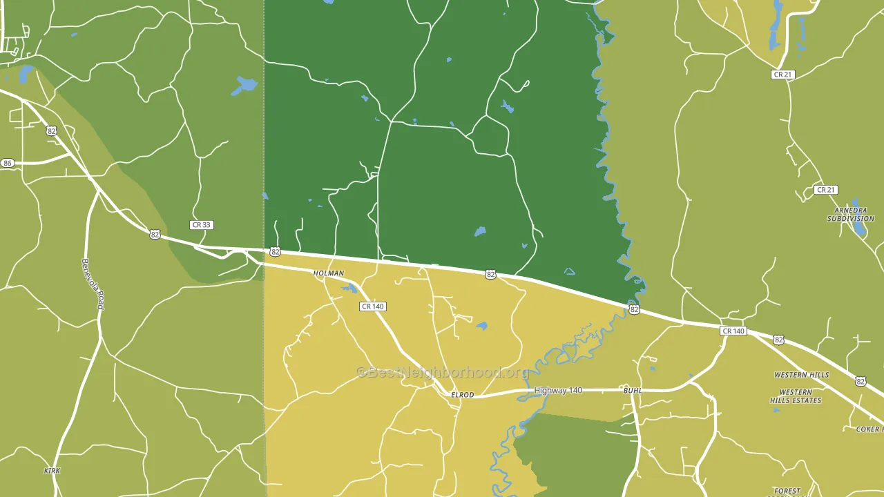Elrod, AL block-group voter-turnout map