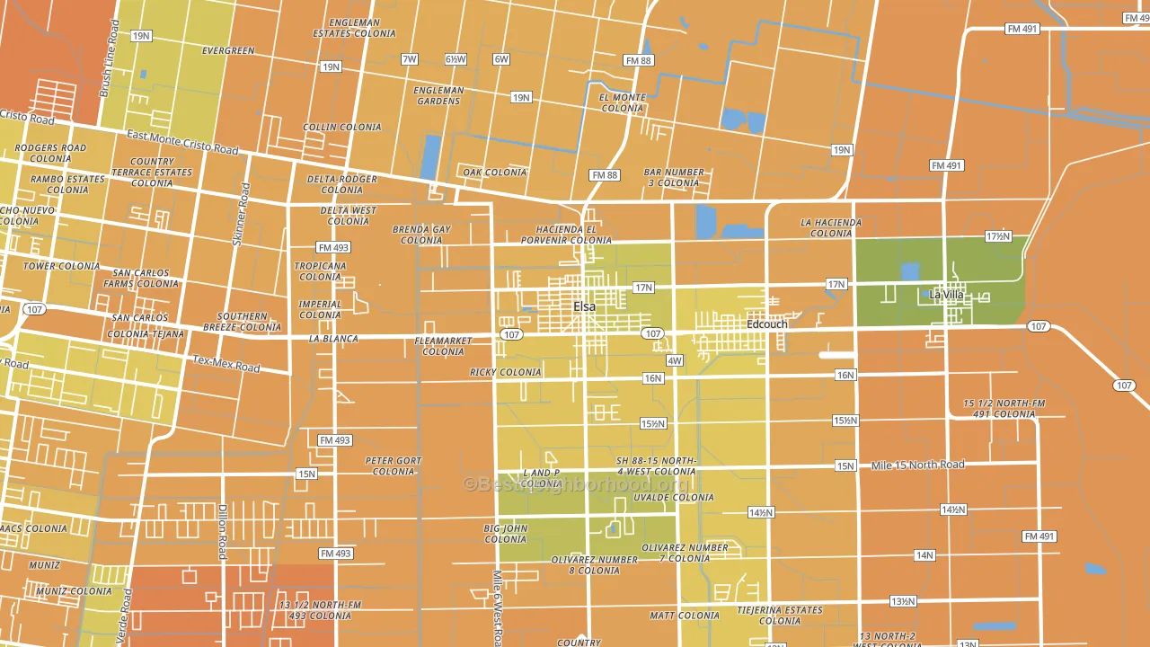 Elsa, TX block-group voter-turnout map