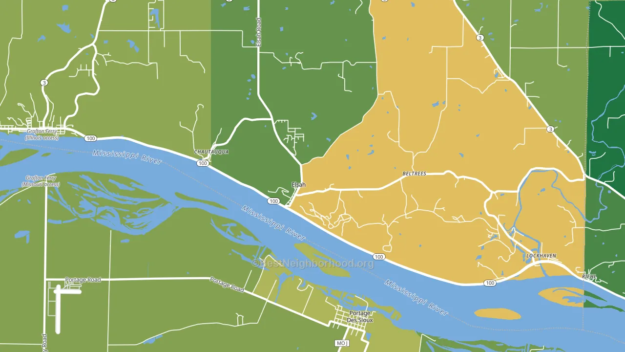 Elsah, IL block-group voter-turnout map