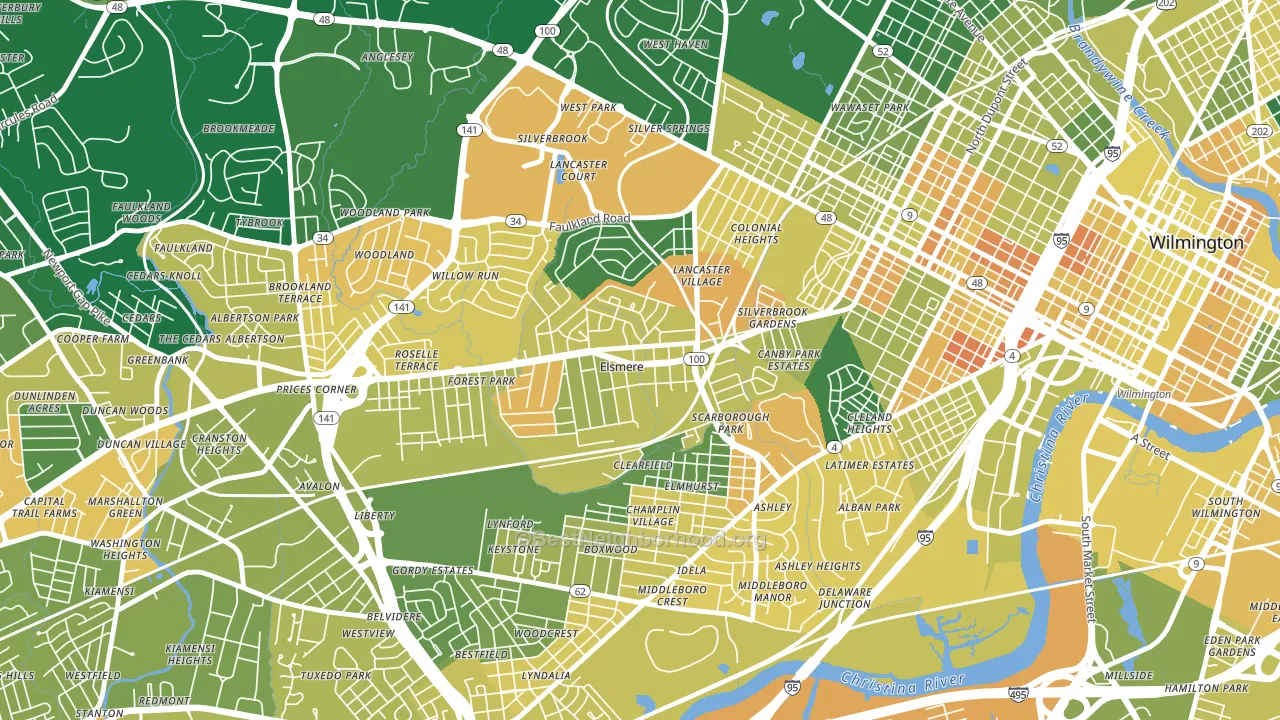 Elsmere, DE block-group voter-turnout map