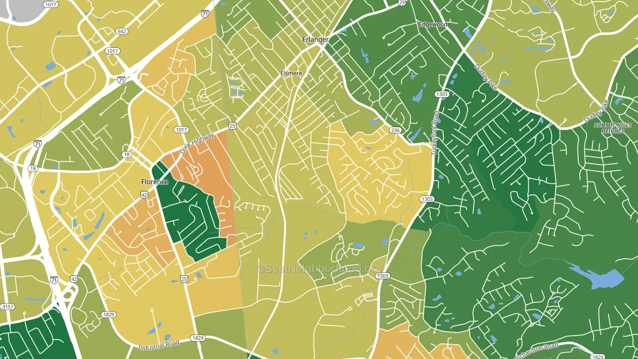 Elsmere, KY block-group voter-turnout map