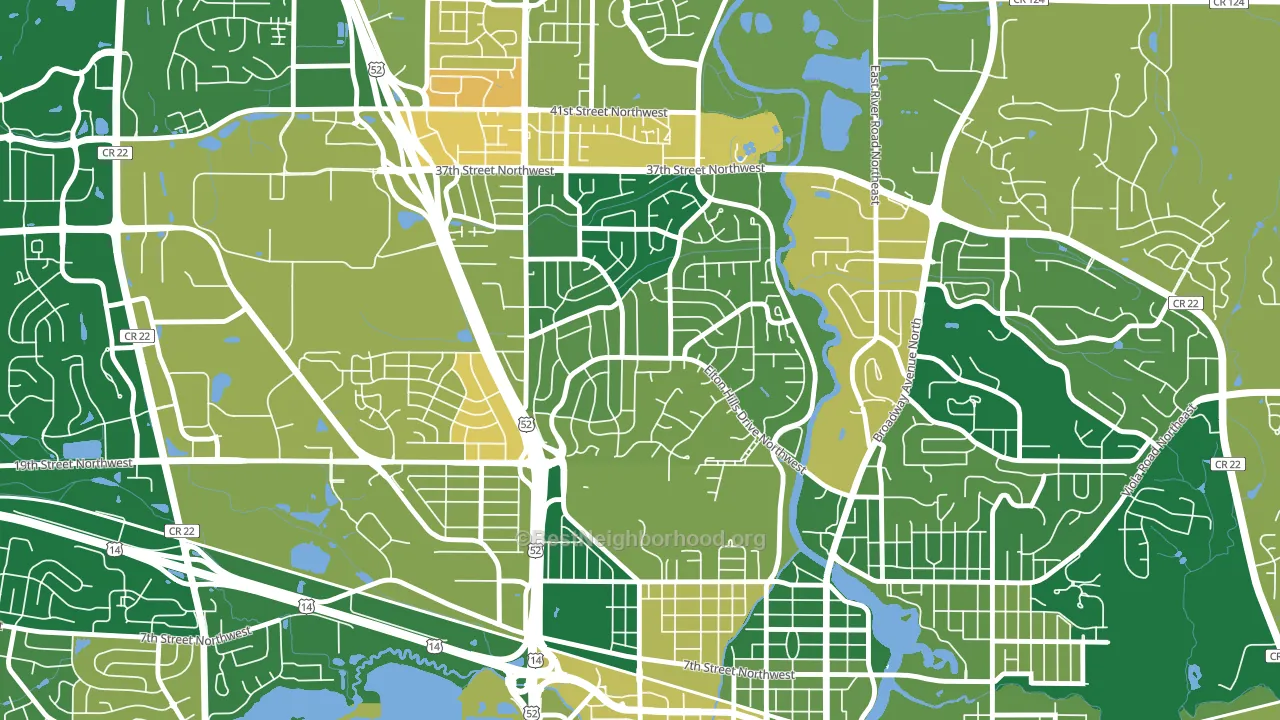 Elton Hills, Rochester, MN block-group voter-turnout map