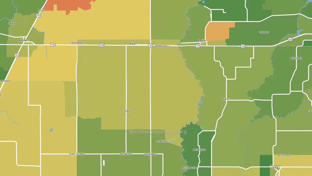 Elton, LA block-group voter-turnout map
