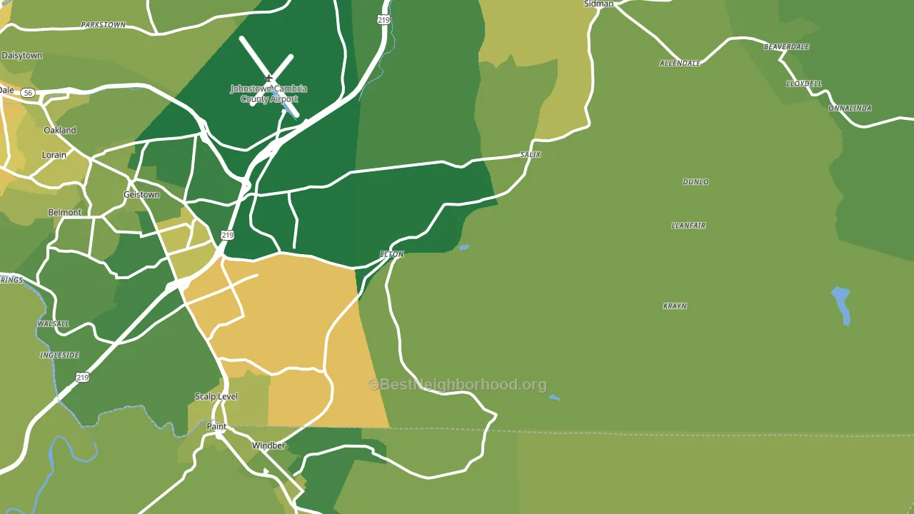 Elton, PA block-group voter-turnout map