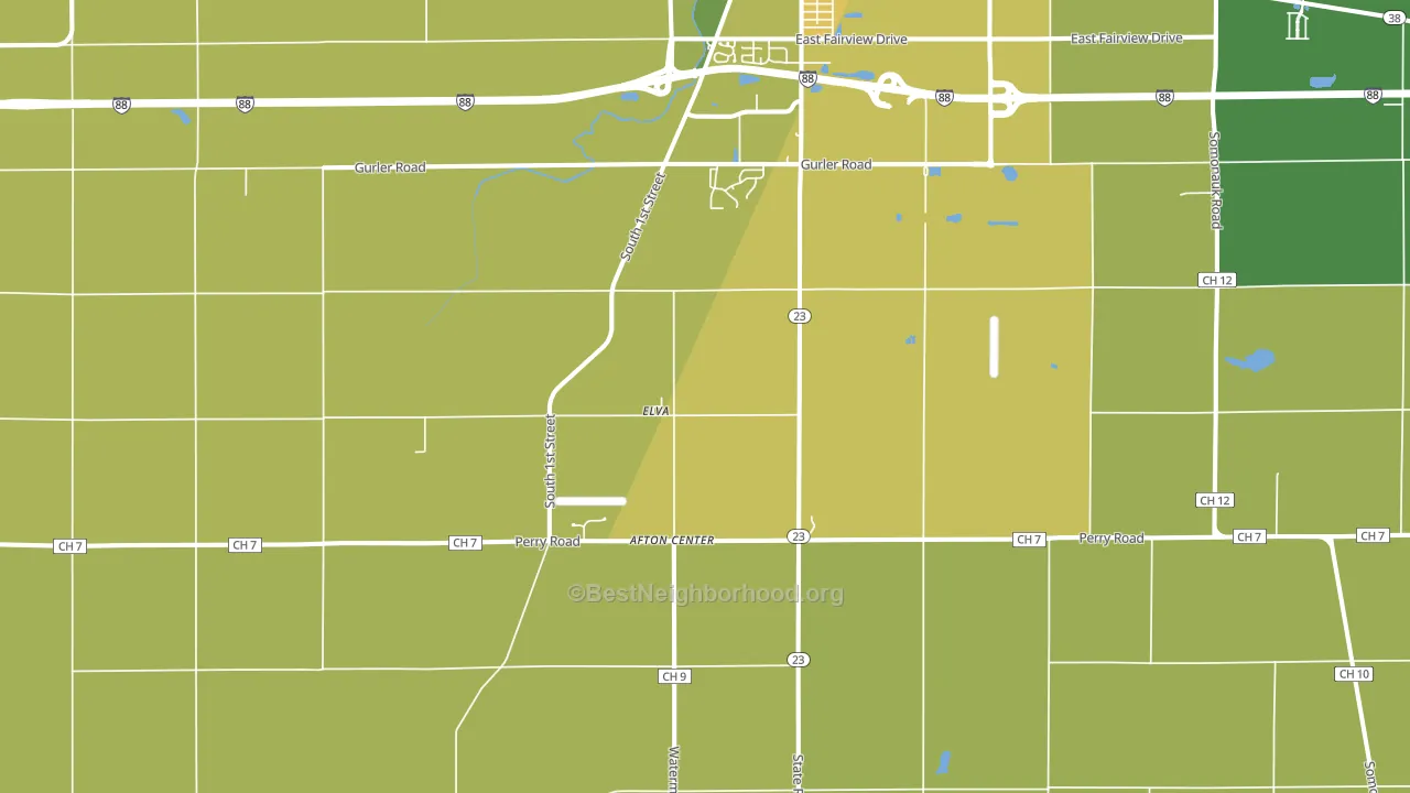 Elva, IL block-group voter-turnout map