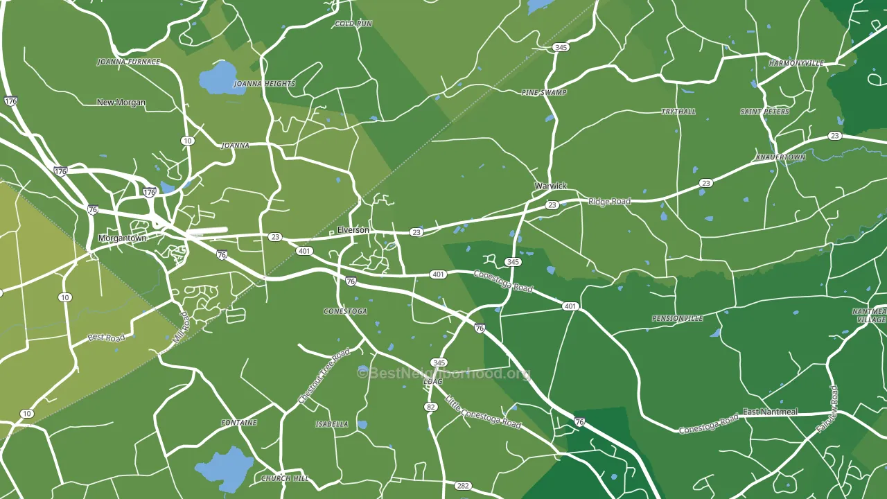 Elverson, PA block-group voter-turnout map