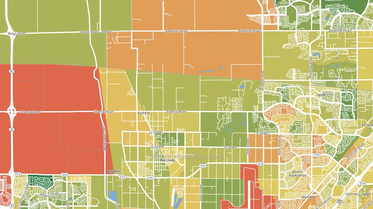 Elverta, CA block-group voter-turnout map