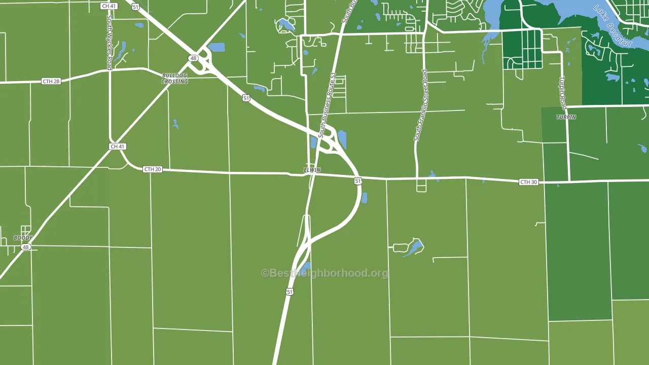 Elwin, IL block-group voter-turnout map
