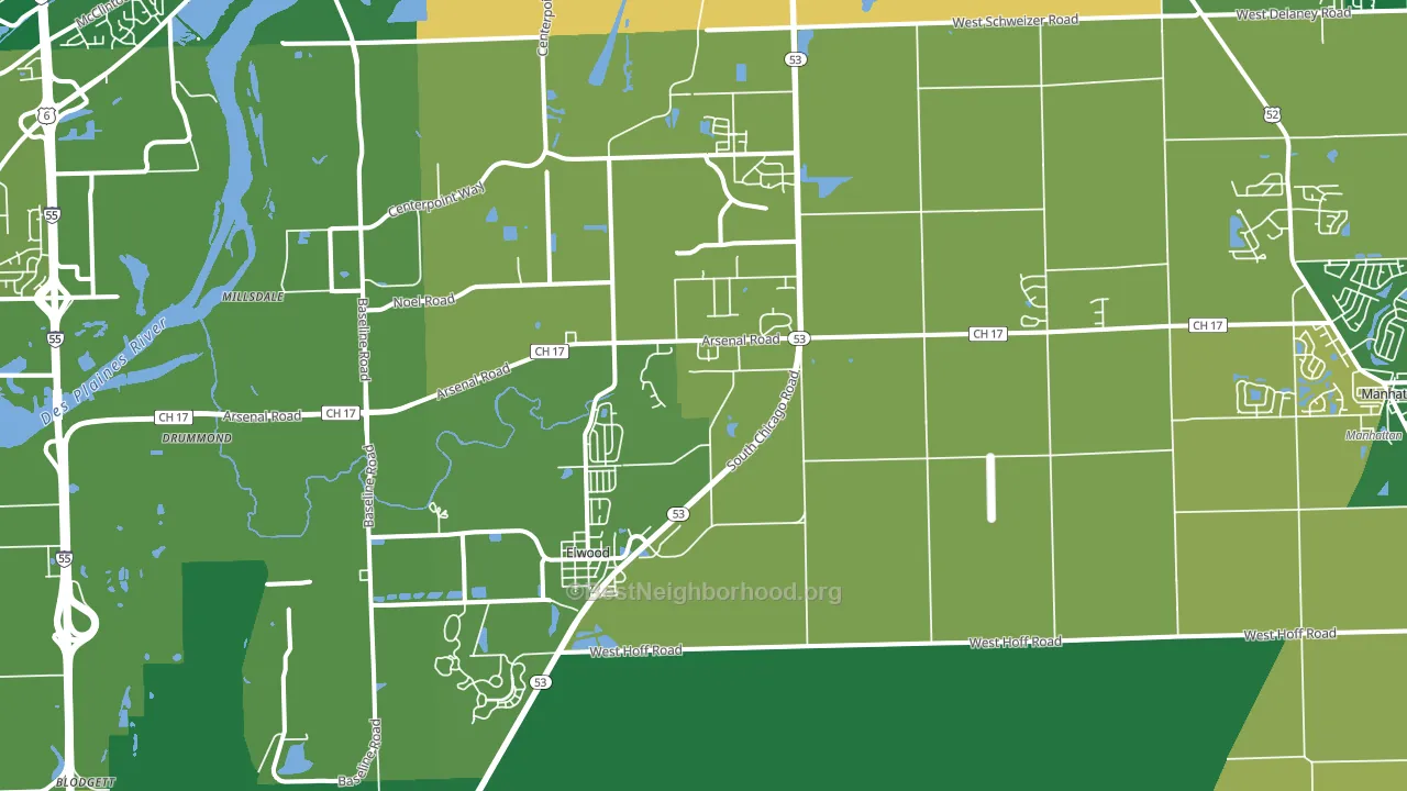 Elwood, IL block-group voter-turnout map